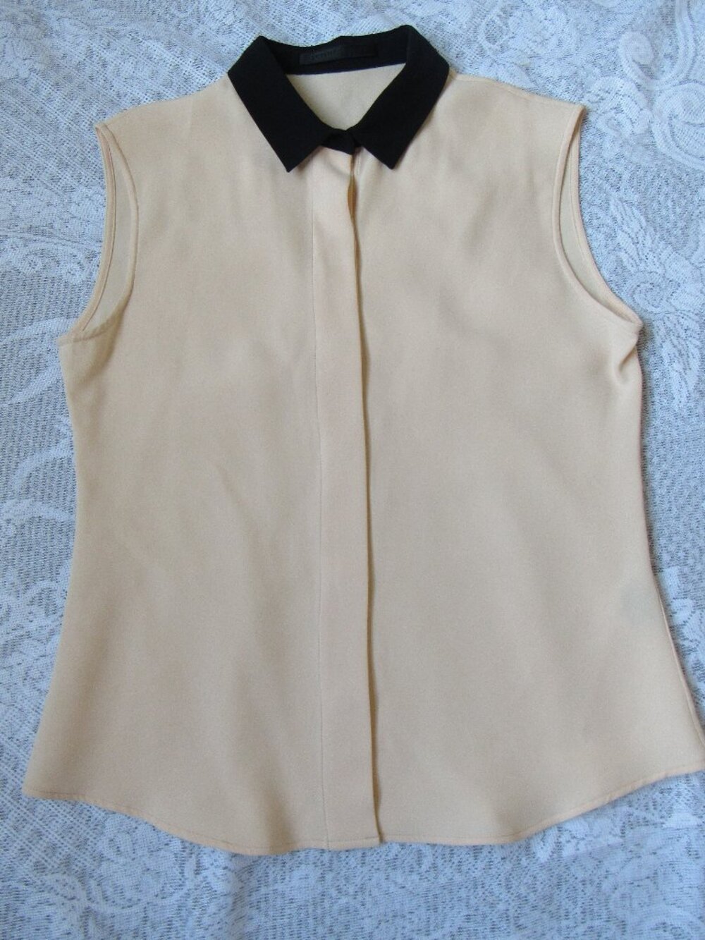 Jenni Kayne Silk Beige/black Top(blouse) ,sz. M
